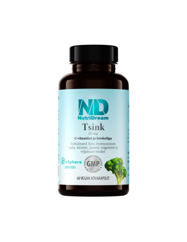 NutriDream - Tsink (20 mg) C-vitamiini ja brokoliga, 60 kapslit