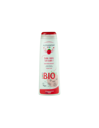 Alphanova Kids - Orgaaniline nahka rahustav puuvillaseemneõli ja kummeliekstraktiga maasikalõhnaline vannivaht lastele, 250 ml