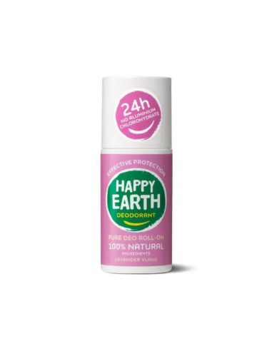 Happy Earth - 100% looduslik rahustava lavendli ja Ylangi lõhnaga deodorant roll-on, 75 ml