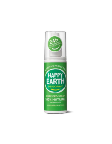 Happy Earth - 100% looduslik värskendava kurgi ja matcha lõhnaga deodorant sprei, 100ml