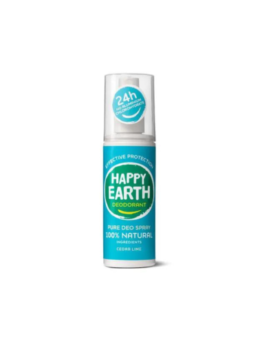 Happy Earth - 100% looduslik värskendava laimi ja seedri lõhnaga deodorant sprei, 100ml