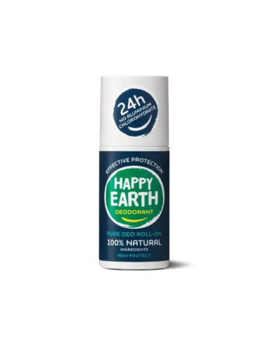 Happy Earth - 100% looduslik ja kaitsev värskendava lõhnaga deodorant roll-on meestele, 75ml