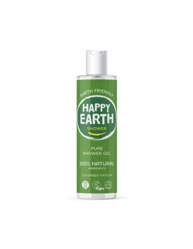 Happy Earth - 100% looduslik hooldav ja värskendav dušigeel kurgi ja matchaga, 300ml