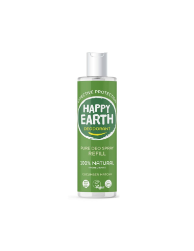 Happy Earth - 100% looduslik värskendava kurgi ja matcha lõhnaga deodorant, täitepakend 300ml