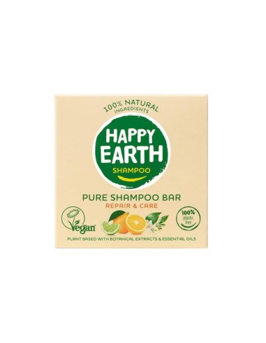 Happy Earth - 100% looduslik tahke šampoon kuivadele ja kahjustatud juustele apelsini ja laimi lõhnaga, 70gr