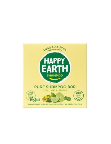 Happy Earth - 100% looduslik volüümi ja sära andev tahke šampoon laimi ja piparmündi lõhnaga, 70 gr