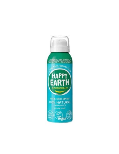 Happy Earth - Aerosoolivaba 100% looduslik deodorant seedri-laimi lõhnaga, 100ml