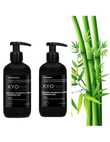 KYONoir - naturaalne juuksehooldus šampoon (500ml) ja palsam (500ml) sobivad igapäevaseks kasutamiseks nii meestele kui naistele