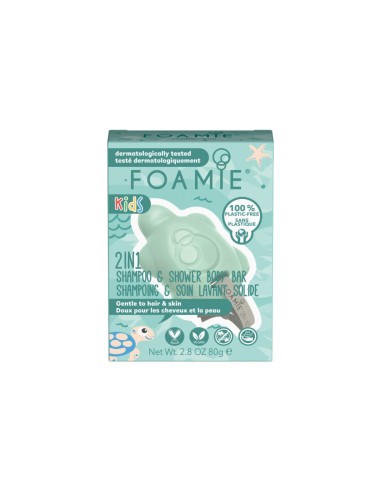 Foamie - "Kids" 2in1 mangolõhnaline plastikuvaba šampoon ja dušiseep aloe vera ja mandliõliga, 80 gr